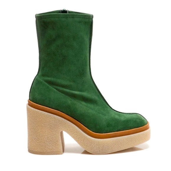 FREE PEOPLE Gigi boots suede green platform size 38.5 - Picture 3 of 16